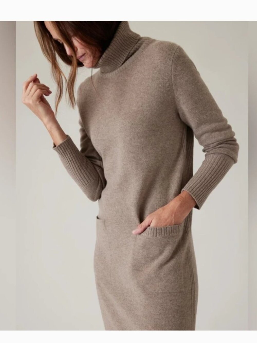 Athleta Alpine Sweater Dress, Merino Wool/Cashmere, Pyrite Heather, Size Small